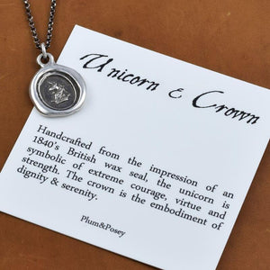 Unicorn & Crown Wax Seal Necklace