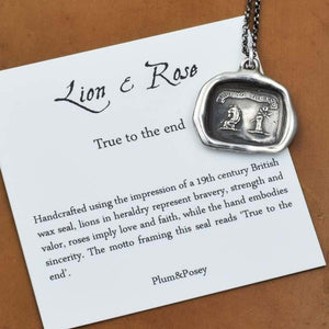 True to the end Lion and rose necklace