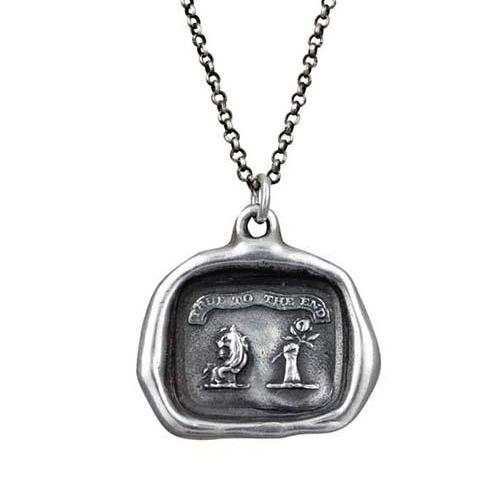 True to the end Lion and rose necklace