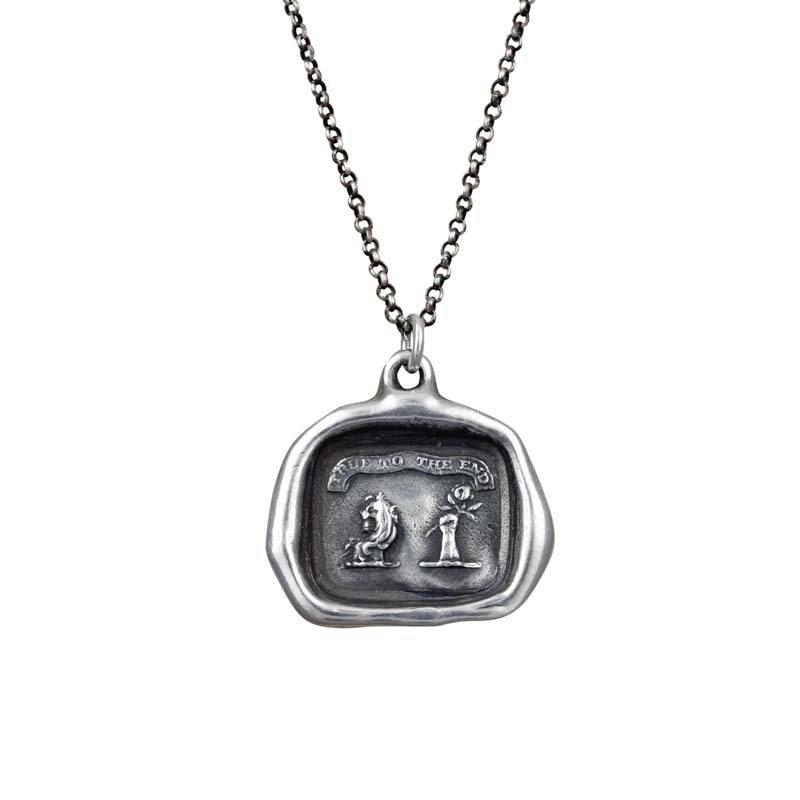 True to the end Lion and rose necklace