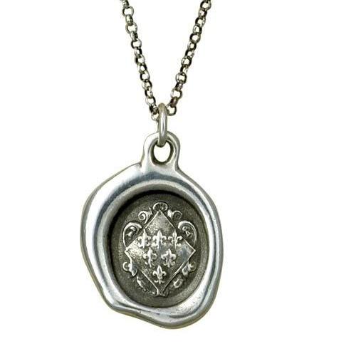 Fleur-de-lis crest wax seal necklace