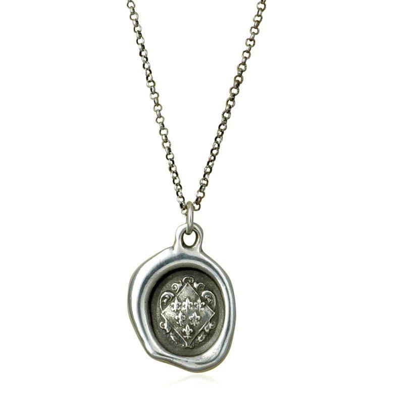 Fleur-de-lis crest wax seal necklace