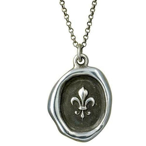 Fleur de lis Purity Crest Wax Seal Necklace - Fleur de lyse French Lily Iris