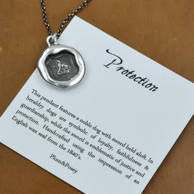 Protection - Dog &amp; Sword Wax Seal Necklace