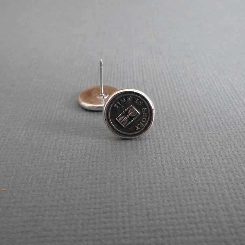 Hourglass  Time is Short Stud Wax Seal Earrings