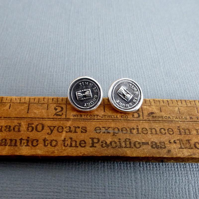 Hourglass  Time is Short Stud Wax Seal Earrings