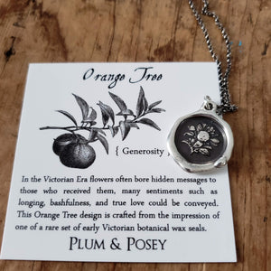 Orange Tree ~ Generosity Wax Seal Necklace