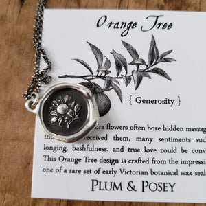Orange Tree ~ Generosity Wax Seal Necklace