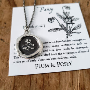 Pansy Wax Seal Necklace ~ Think of me