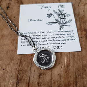 Pansy Wax Seal Necklace ~ Think of me