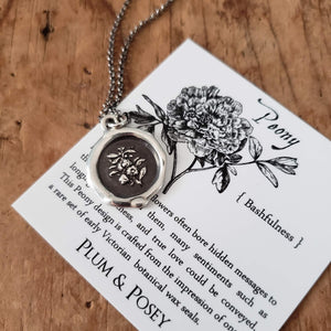 Peony ~ Bashfulness Wax Seal Necklace