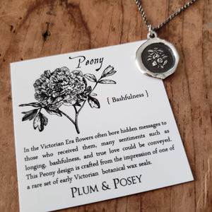 Peony ~ Bashfulness Wax Seal Necklace