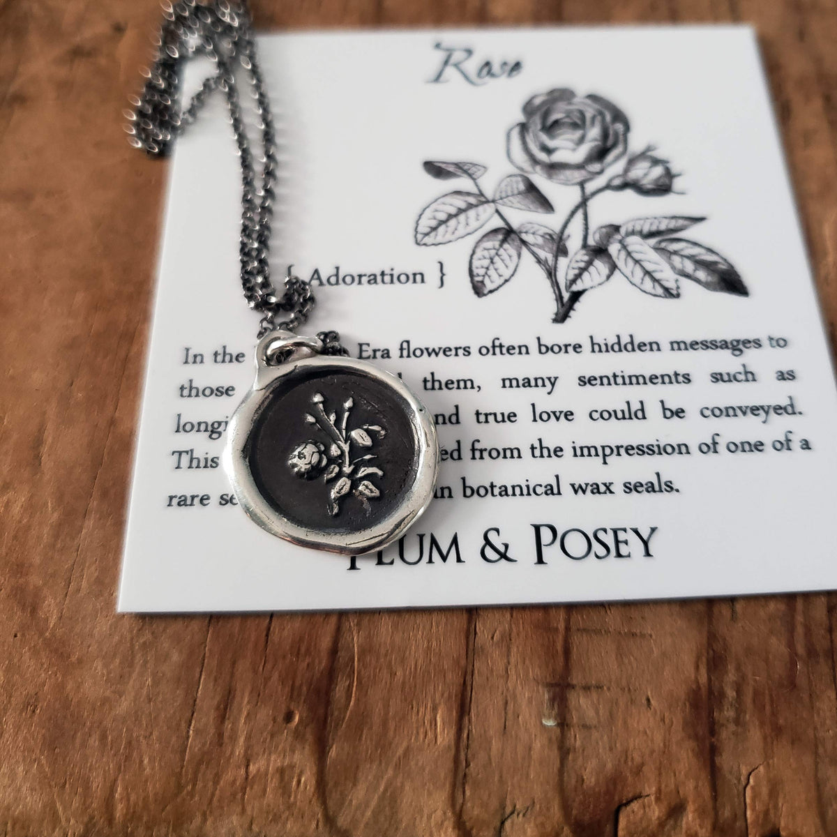 Rose Wax Seal Necklace - True love &amp; Adoration