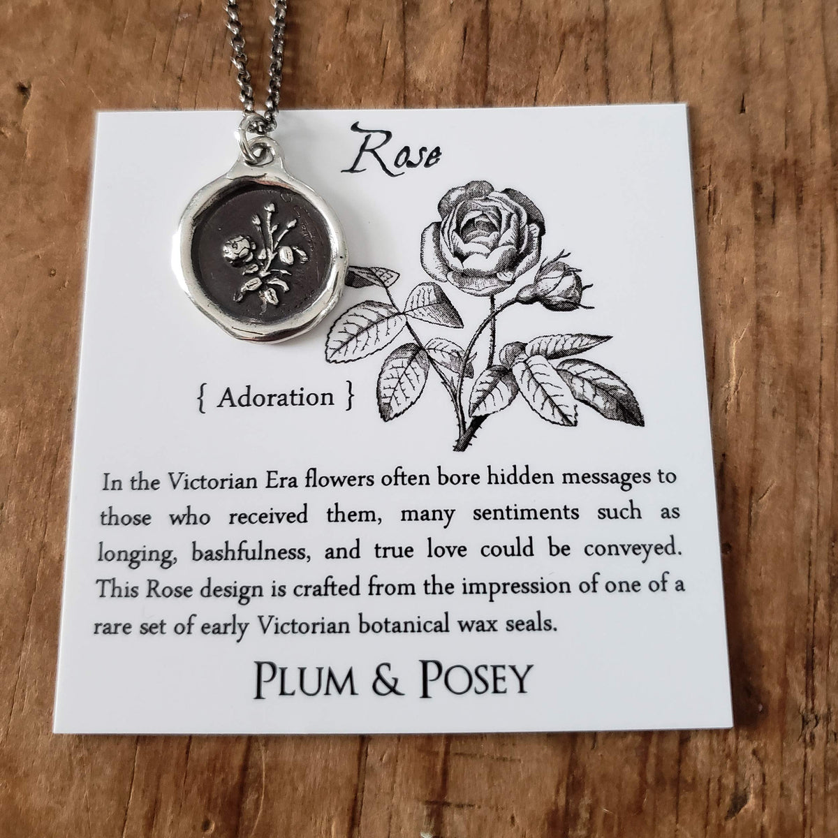 Rose Wax Seal Necklace - True love &amp; Adoration