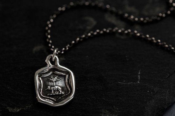 Elephant &amp; Palm Necklace - Peace and Prosperity