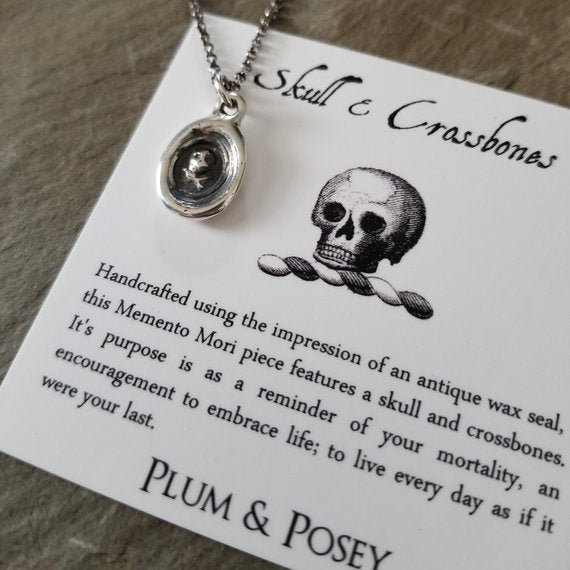 Skull and Crossbones Petite Charm Necklace - Memento Mori