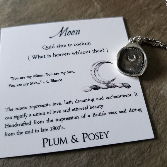 Moon Wax Seal Necklace - What is heaven without thee - Quid sine te coelum