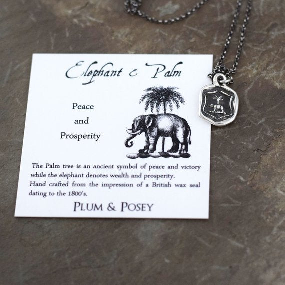 Elephant &amp; Palm Necklace - Peace and Prosperity