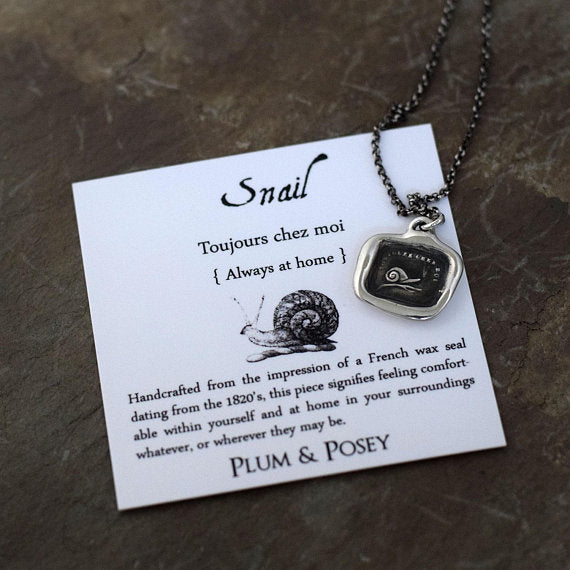 Always at Home - Snail pendant from antique french wax seal