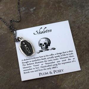 Skeleton Wax Seal Pendant - Memento Mori, Memento Vivere