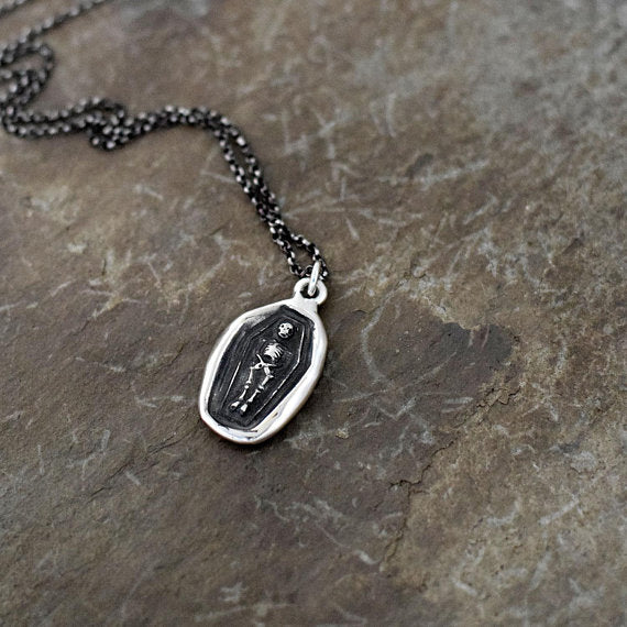 Skeleton Wax Seal Pendant - Memento Mori, Memento Vivere