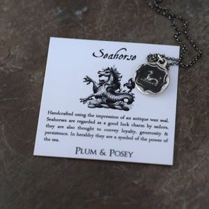 Seahorse necklace - Wax seal necklace made from an antique wax seal with seahorse design