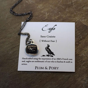 Fearless Eagle Necklace from Antique French Wax Seal