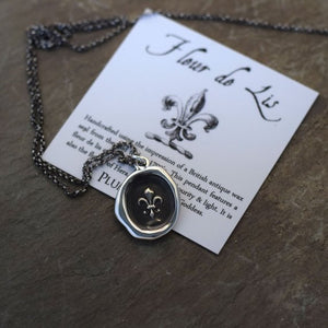 Fleur de lis Purity Crest Wax Seal Necklace - Fleur de lyse French Lily Iris