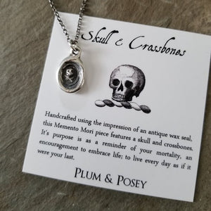 Skull and Crossbones Petite Charm Necklace - Memento Mori