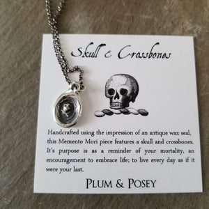 Skull and Crossbones Petite Charm Necklace - Memento Mori