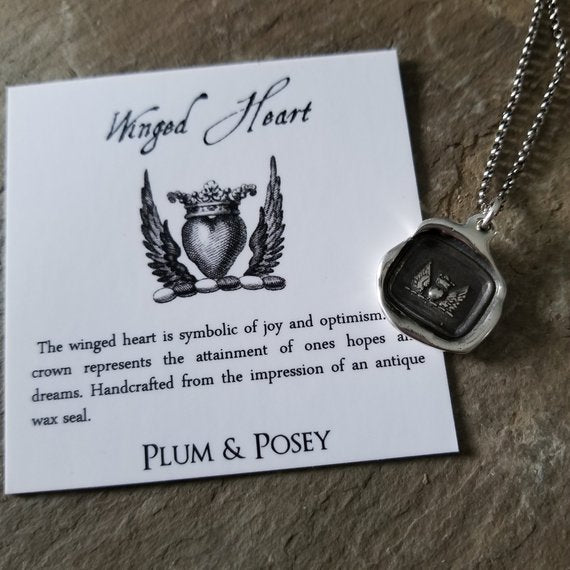 Winged Heart Wax Seal necklace