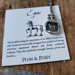 Horse Necklace Equestrian Jewelry - Horse wax seal with equestrian design - equos