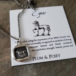 Horse Necklace Equestrian Jewelry - Horse wax seal with equestrian design - equos