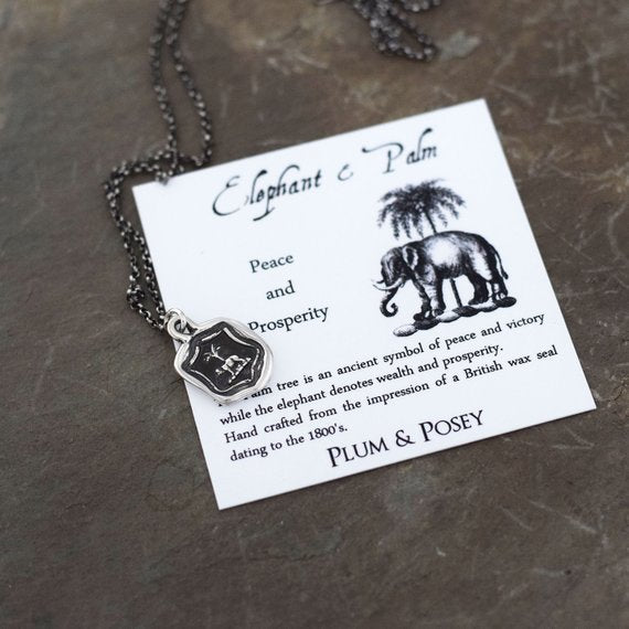 Elephant &amp; Palm Necklace - Peace and Prosperity