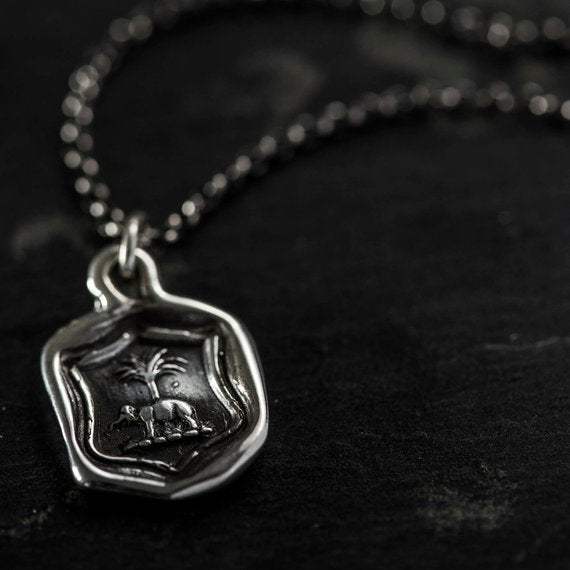 Elephant &amp; Palm Necklace - Peace and Prosperity