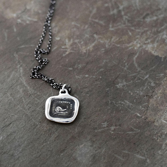 Always at Home - Snail pendant from antique french wax seal