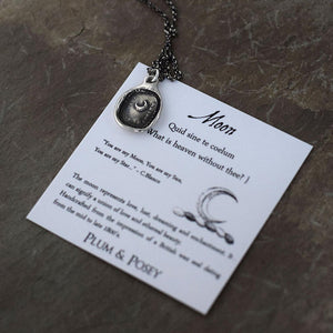 Moon Wax Seal Necklace - What is heaven without thee - Quid sine te coelum