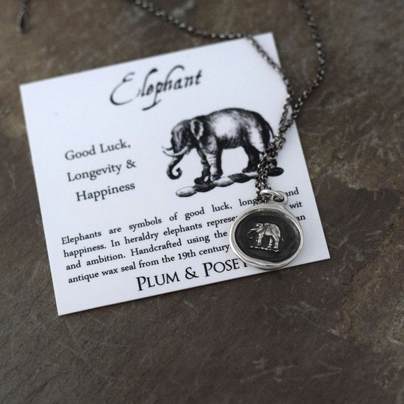 Elephant Wax Seal Necklace - Good luck
