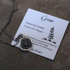 Grow, don't change - Wax Seal Necklace in Italian - Tree Branch Cresce Non Cambia