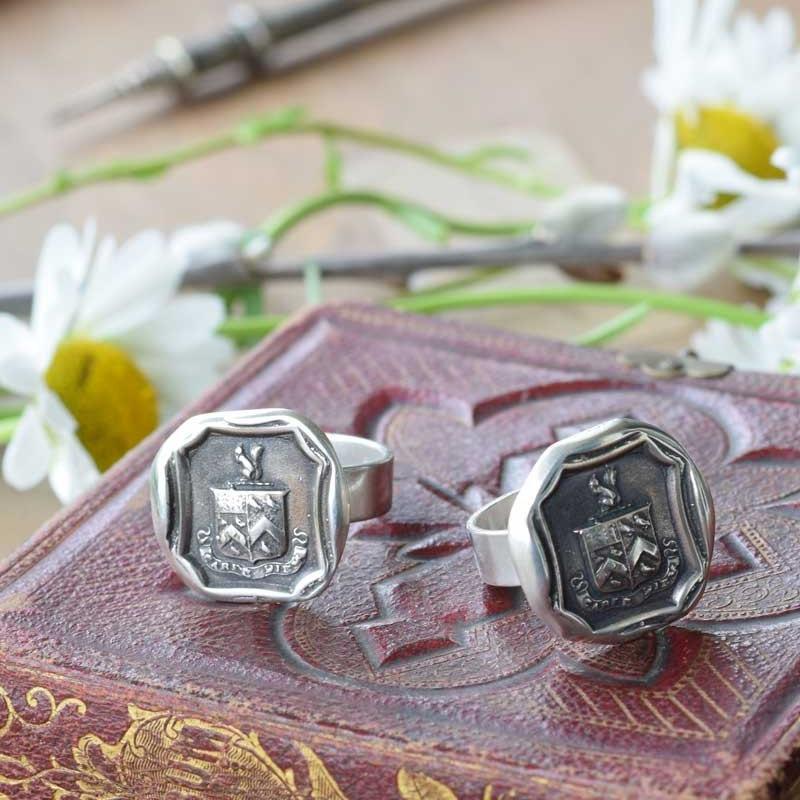 Carpe Diem Wax Seal Ring of a Squirrel and Owls &#39;Seize the Day&#39;