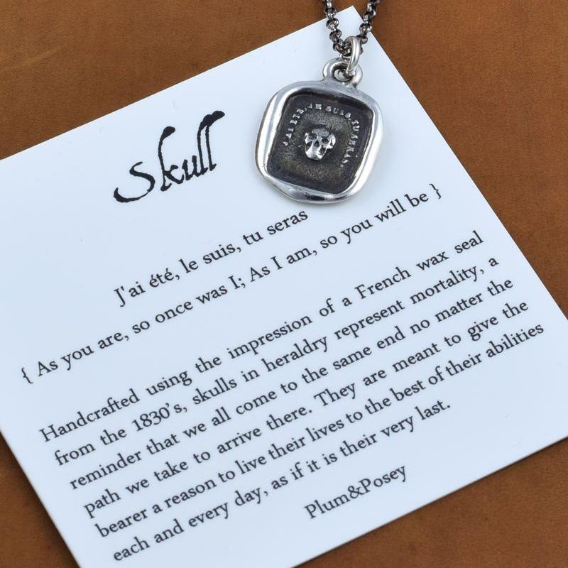 Skull Earrings Memento Mori - From an Antique wax seal of a skull inscribed &#39;So as you are so once was I&#39;