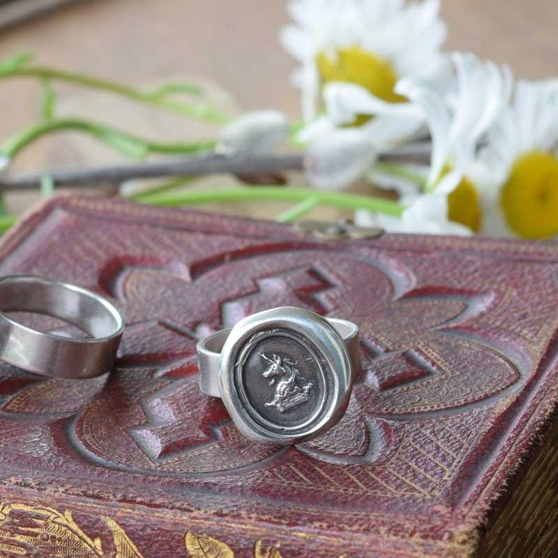 Unicorn & Crown Heraldic Wax Seal Ring