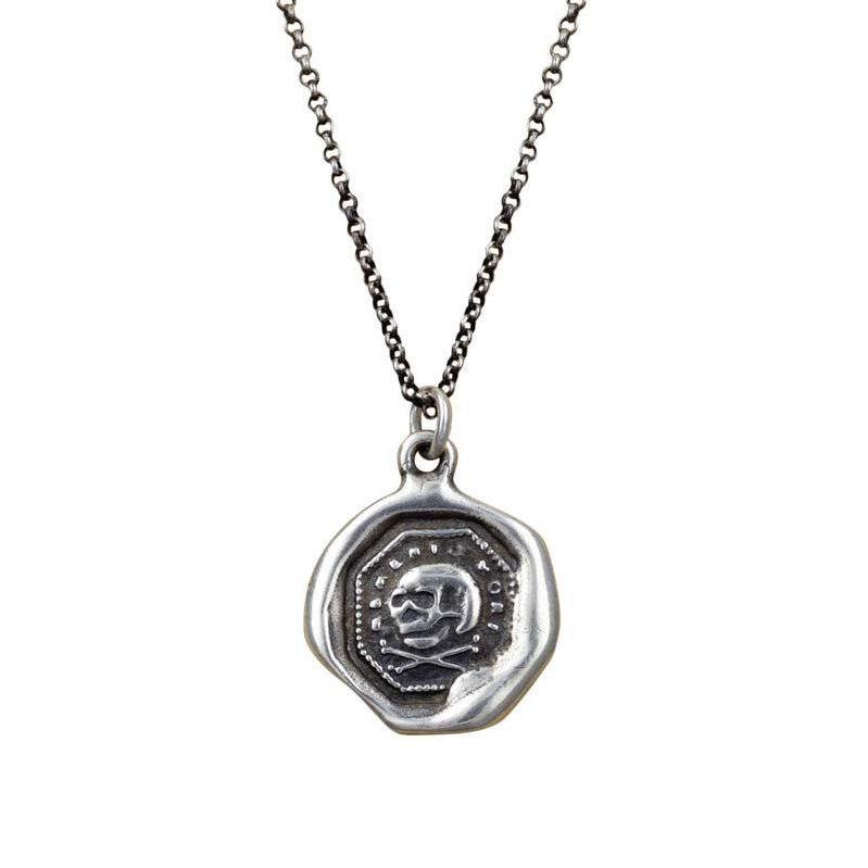 Skull &amp; Crossbone Necklace -  Memento Mori Wax Seal Skull Necklace
