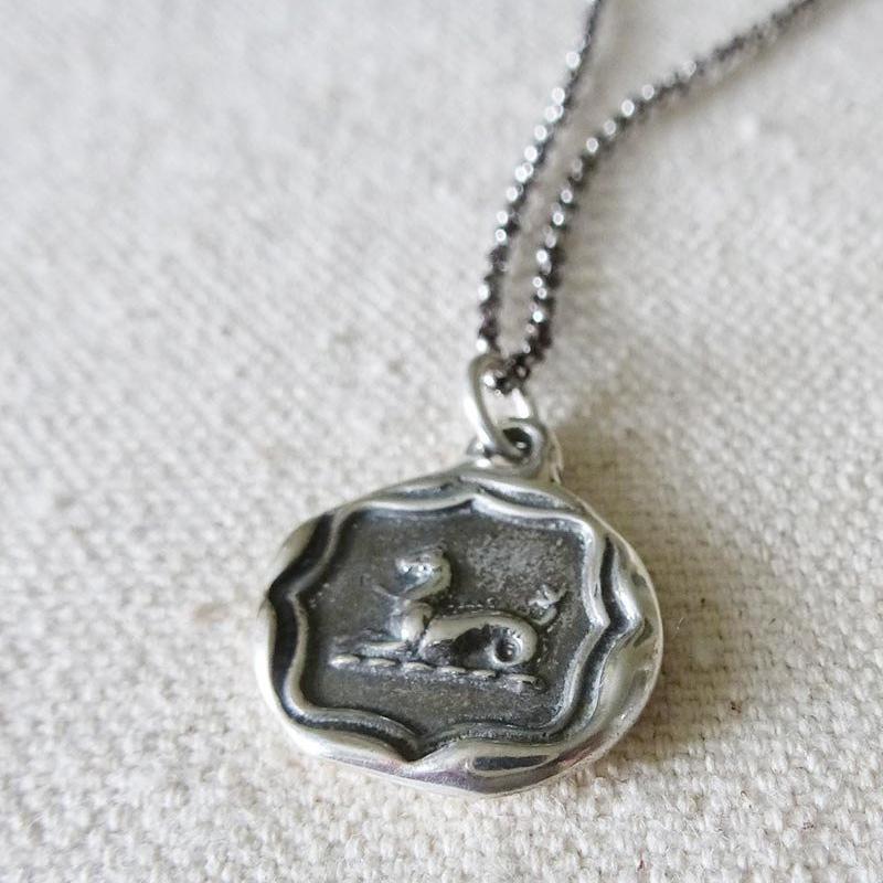 Seahorse necklace - Wax seal necklace made from an antique wax seal with seahorse design
