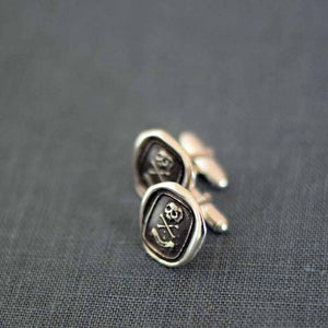 Skull Cufflinks Skull and Crossbones - From an antique Memento Mori Wax Seal with each cuff link featuring 'Death or Glory'