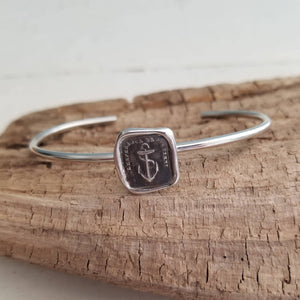 Hope Sustains Me Wax Seal Bracelet - Anchor Cuff Bangle Bracelet