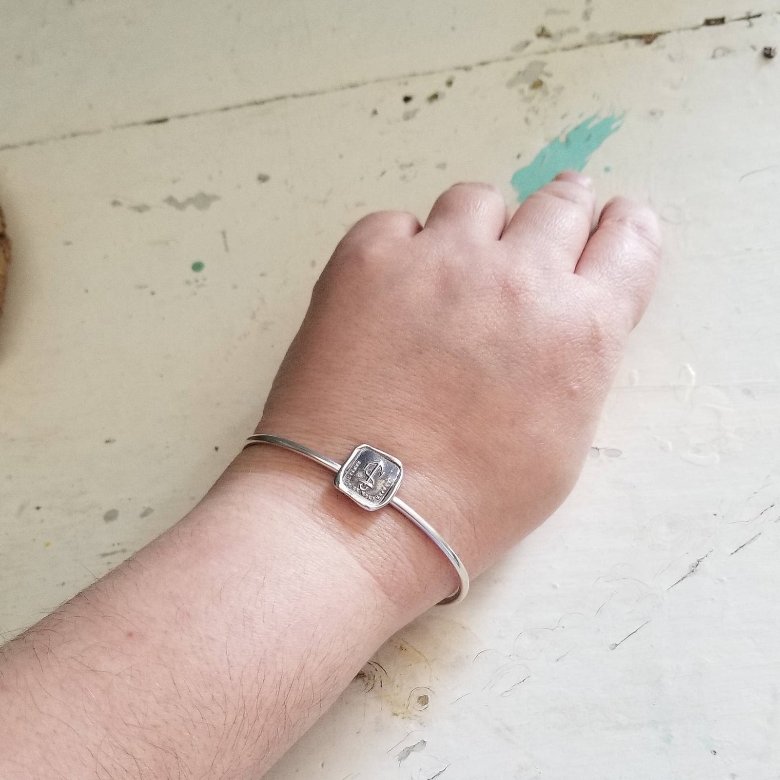 Hope Sustains Me Wax Seal Bracelet - Anchor Cuff Bangle Bracelet