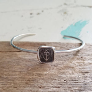 Hope Sustains Me Wax Seal Bracelet - Anchor Cuff Bangle Bracelet