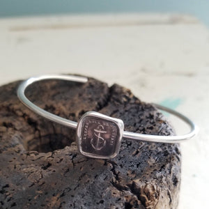 Hope Sustains Me Wax Seal Bracelet - Anchor Cuff Bangle Bracelet