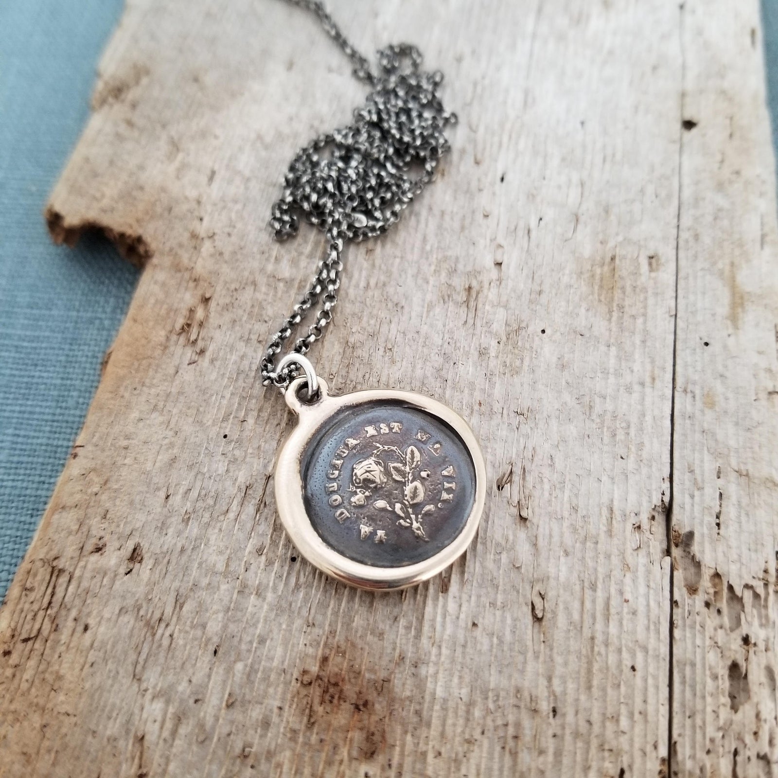 Bronze Your Sweetness is my Life Necklace - Rose and a Butterfly